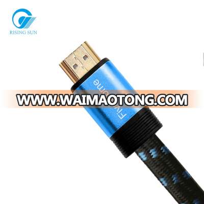 2019 Flat Blue Hight Quality Metal HDMI 2.0V Male to Nylon Mesh Case HDMI Male 1m/2m/3m/5m Cable