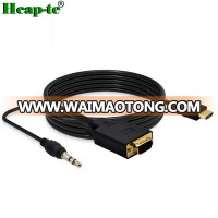 1.8m HDMI to VGA Video Converter Cable D-SUB 15 Pin M/M Full 1080P with 3.5mm Audio Output Convert