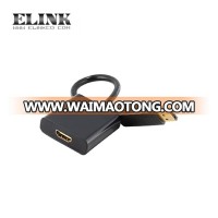 High quality ni plated black 10.8Gpbs display port v1.1 male to female dp to hdmi adapter