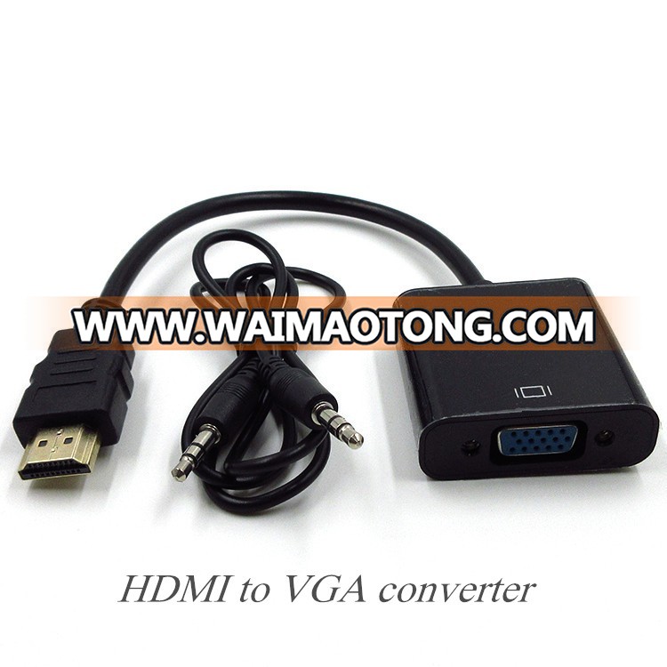 Best price Gold plated HDMI male to VGA female adapter cable with 3.5mm audio